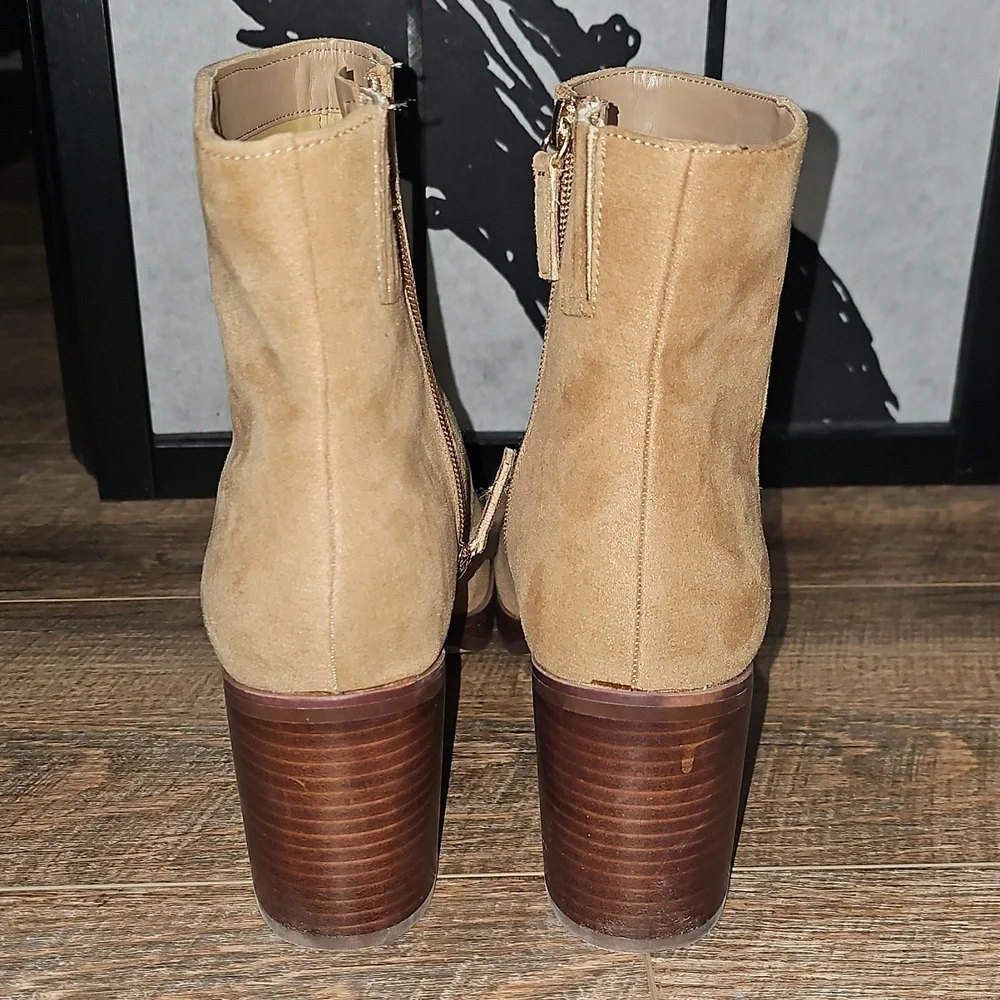 J. Crew Camel Suede Heeled Boots Size 9